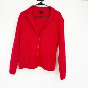 Talbots Petites Red 100% Merino Wool Cardigan Blazer Size LP Business Casual